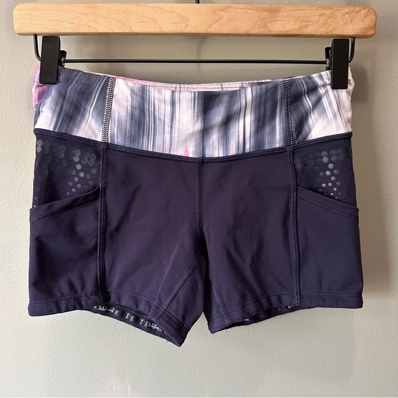 lululemon athletica Pants - Lululemon Run Shortie Short. Navy blue with water color band. Size 4. EUC